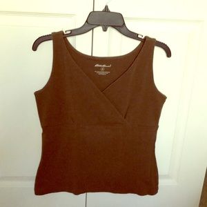 Brown Eddie Bauer faux wrap tank top
